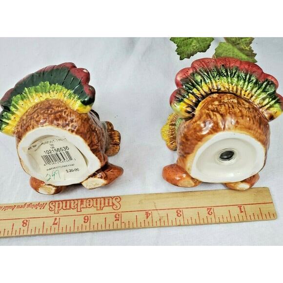 Vintage Turkey Pumpkin Salt Pepper Shakers Thanksgiving Table Decor Autumn Fall - Picture 3 of 5